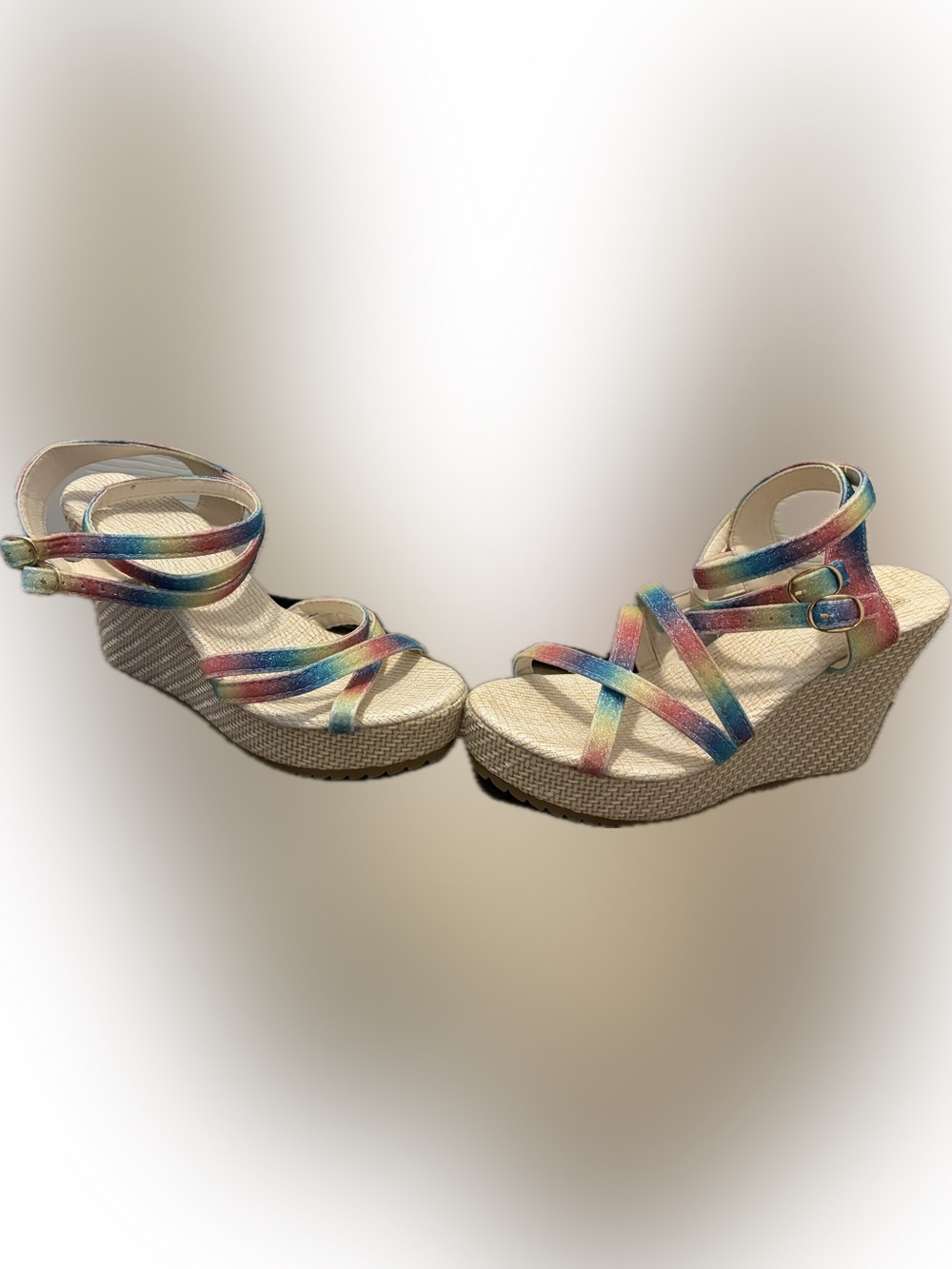 Women’s Rainbow Strappy Espadrille Wedge Sandals - Multicolor